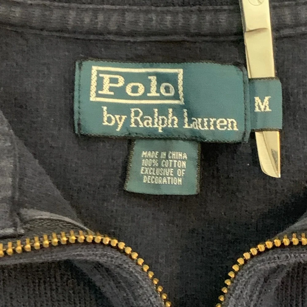 Polo Ralph Lauren Quarter Zip‎ Pullover Mens M Navy Blue Excellent Cotton Pony